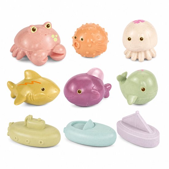 MagniToys – Badspeelgoed Baby 9-delig – Zeedieren en Bootjes – Waterspeelgoed Vanaf 6 Maanden