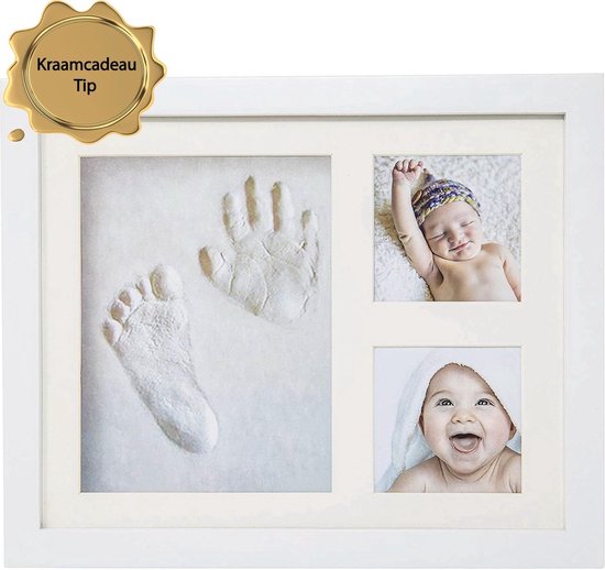 Maison Extravagante - Baby Fotolijst in cadeauverpakking - Gipsafdruk baby - Klei Afdruk Baby Voet / Hand - Kraamcadeau Jongen of Meisje - Babyshower - Kraampakket/Geboorte Cadeau - Baby Art van Maison Extravagante