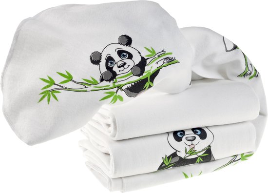 Makian Molton Luiers - Molton doeken 80x80cm -  Set van 3 - Wit-Groen-Panda van Makian