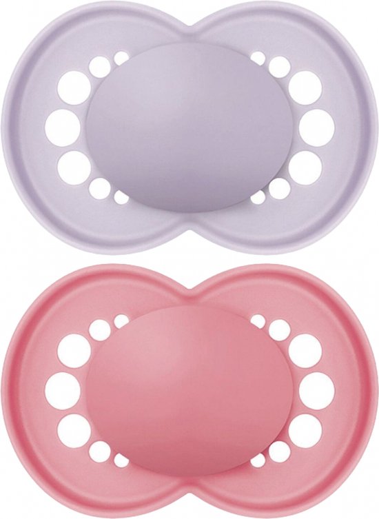 MAM 2 Originele Trend Spenen 6 Maanden en Ouder (Kleur : Paars en roze)