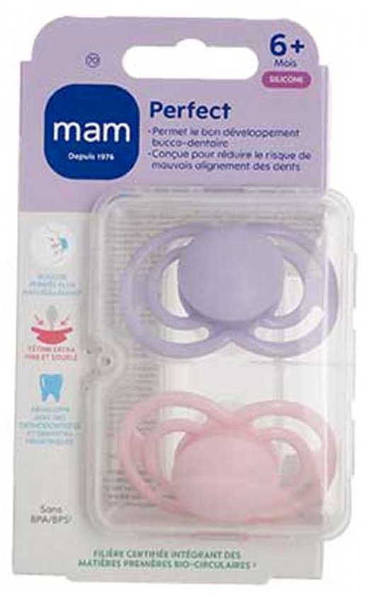 MAM 2 Perfect Tendance Fopspenen 6 Maanden en Ouder (Kleur : Paars en roze) van Merkloos