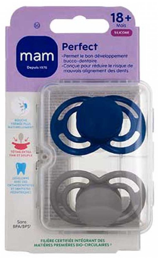 MAM 2 Perfect Tendance Fopspenen Vanaf 18 Maanden (Kleur : Marineblauw en grijs)