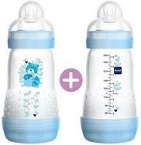 MAM 2x 260ml ANTI-COLIC ZUIGFLES  speen vanaf 0 jaar Blauw van MAM