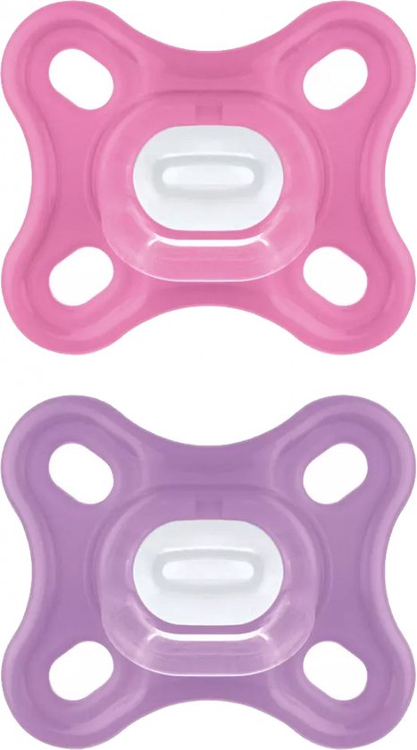 MAM Comfort Fysiologische Fopspeen +0m Roze Set van 2 + Opbergdoos van Merkloos