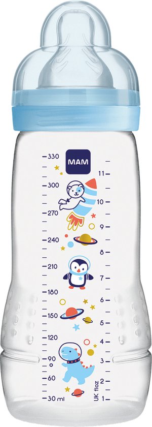 MAM - Easy Active Babyfles - 330 ML - Anti-Koliek - 4+ Maanden - Blauw van Merkloos