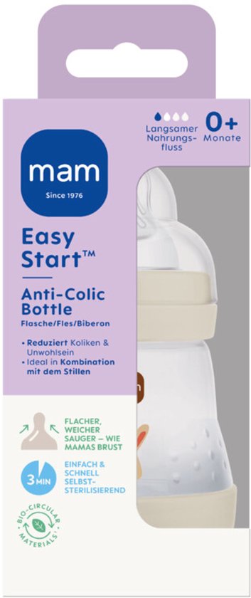 MAM Easy Start Anti-Colic Babyfles Beige 0+ mnd - 160 ml