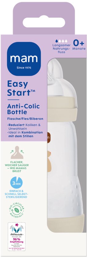 MAM Easy Start Anti-Colic Babyfles Beige 0+ mnd - 260 ml van Merkloos