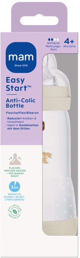 MAM Easy Start Anti-Colic Babyfles Beige 4+ mnd - 320 ml van Merkloos