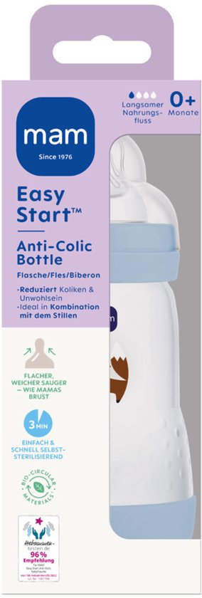 MAM Easy Start Anti-Colic Babyfles Blauw 0+ mnd - 260 ml