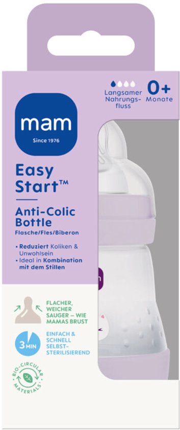 MAM Easy Start Anti-Colic Babyfles Lila 0+ mnd - 160 ml van Merkloos