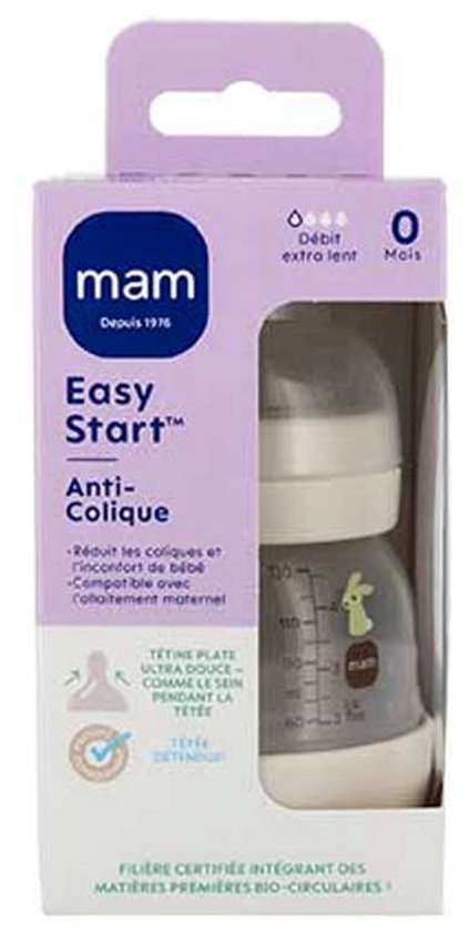 MAM Easy Start Zuigfles 130 ml 0 Maanden Doorstroom 0 (Modellen : Katoen Konijn)