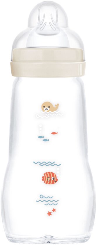 MAM Feel Good Glass Babyfles Beige 0+ mnd - 260 ml