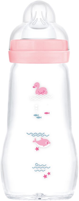 MAM Feel Good Glass Babyfles Roze 0+ mnd - 260 ml van Merkloos