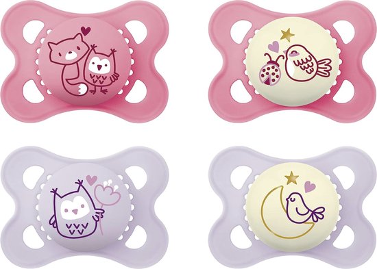 MAM fopspeen Day & Night Original Pure Siliconen - 0-6 maanden - Girl - 4 stuks van MAM