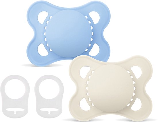MAM - Fopspeen - Original 0-6m plain blue - 2 st. + 2 clips van Merkloos