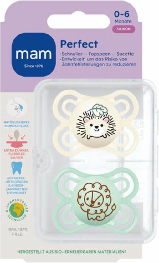 MAM Fopspeen Perfect Silikon 0-6 mnd Universeel - 2 stuks van MAM