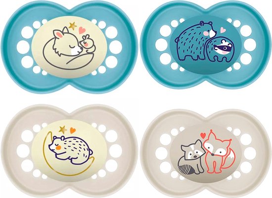MAM Fopspeen Pure Day & Night - 16+ maanden - Blauw - 4 stuks van MAM