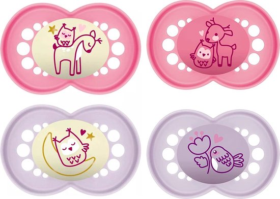 MAM Fopspeen Pure Day & Night 16+ maanden - Roze - 4 stuks van MAM