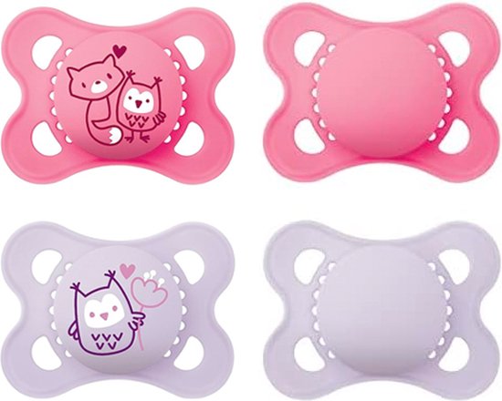 MAM Fopspeen Pure & Pure Plain - 0-6 maanden - Roze - 4 stuks van MAM