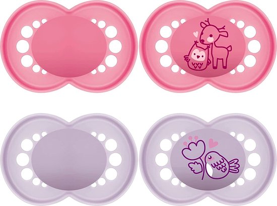 MAM Fopspeen Pure & Pure Plain - 6-16 maanden - Roze - 4 stuks van MAM