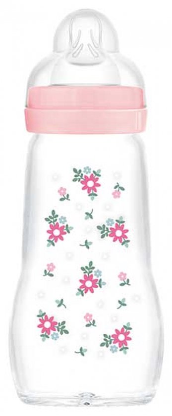 MAM-glazen fles - 260 ml - 0 tot 6 maanden - Speenstroom 2 - Roze