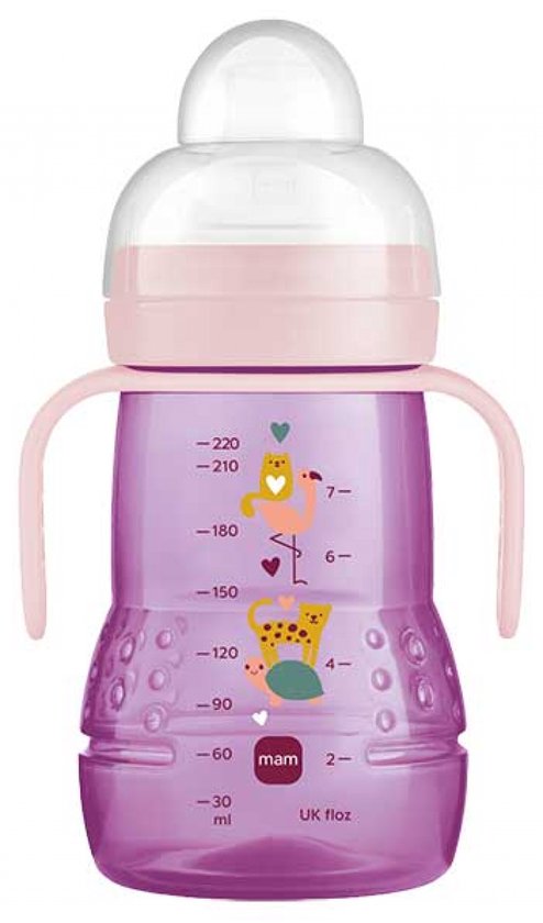MAM Overgangsfles 220 ml 4 Maanden en Ouder (Kleur : Roos)