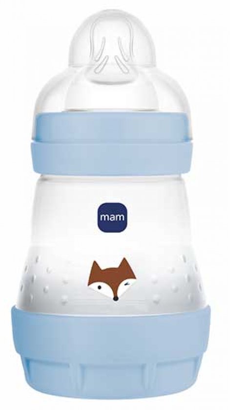 MAM Zuigfles Easy Start 160 ml 0 Maanden en + Langzame Toevoer 1 (Kleur : Blauwe Vos)