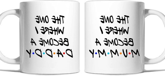 Mama en Papa Mok Set - Ouder Mokken - Cadeau Onthulling - Zwangerschap Aankondiging - 11 Ounces - Wit