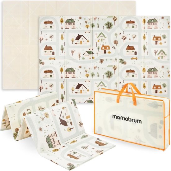 Mamabrum Dubbelzijdige Vouwmat - Stad/Zandbeige van Mamabrum