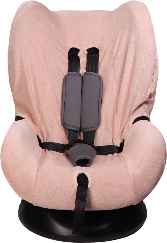 MamaLoes Autostoelhoes Universeel - Badstof - Light Pink - Groep 1+ - Voor Auto - Set - Zitting - Baby - Geschikt voor Maxi Cosi