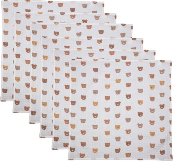 MamaLoes Beertjes 70 x 70 cm 6 Stuks Hydrofiel Multidoek van Merkloos