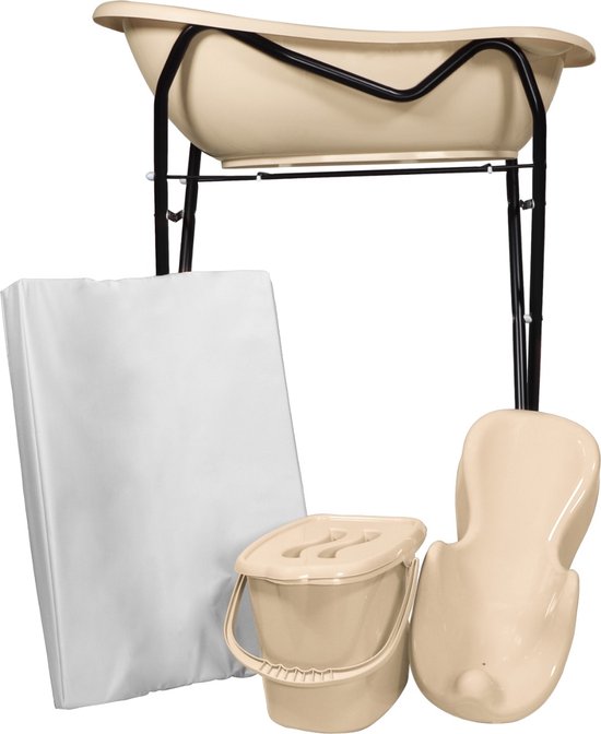 MamaLoes Beige Badset Incl. Zwarte Badstandaard van Merkloos