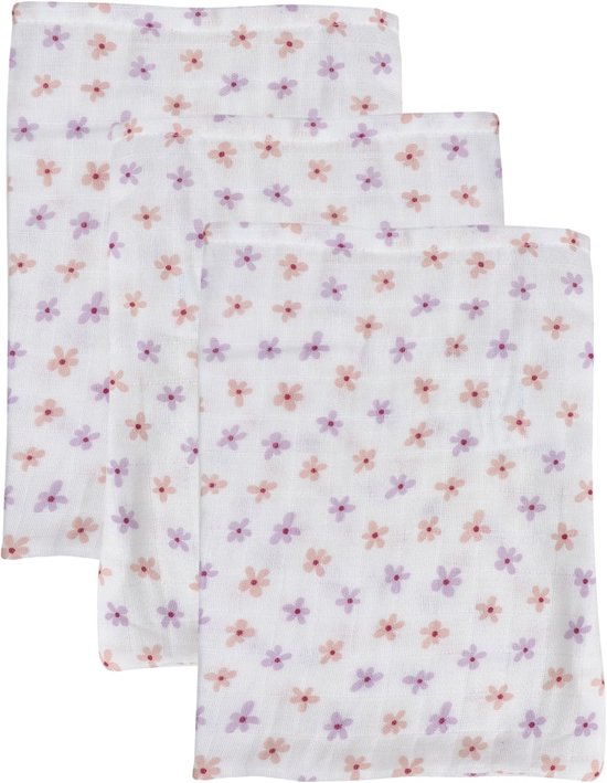 MamaLoes Bloemen 15 x 21 cm 3 Stuks Hydrofiel Washandjes van Merkloos