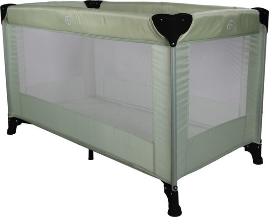 MamaLoes Campingbedje - Groen - 120x60 cm - Inklapbaar Reisbedje - Met Draagtas en Bodemmatrasje
