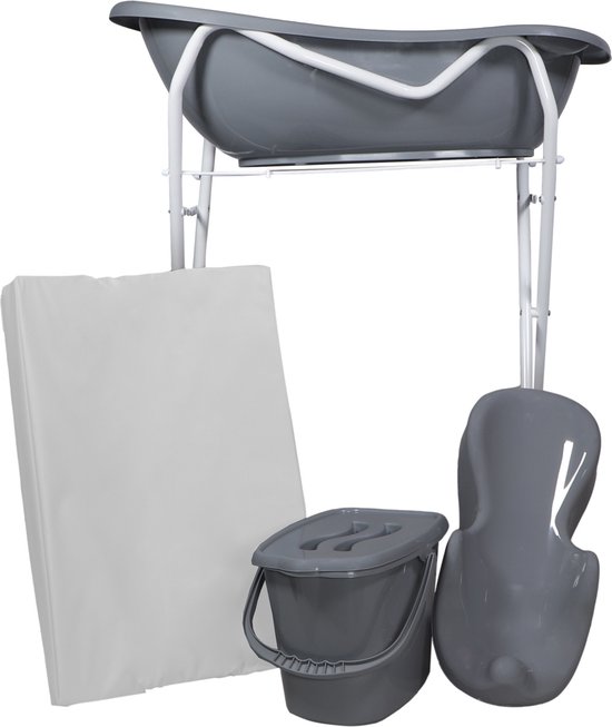 MamaLoes Grijs Badset Incl. Witte Badstandaard van Merkloos