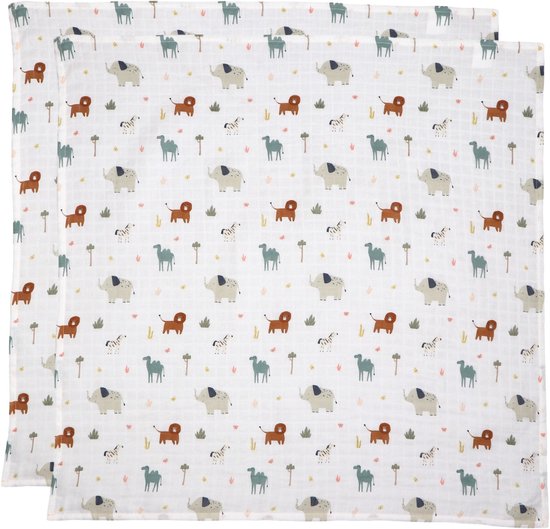 MamaLoes Jungle 120 x 120 cm Hydrofiel Multidoek 2 Stuks van Merkloos