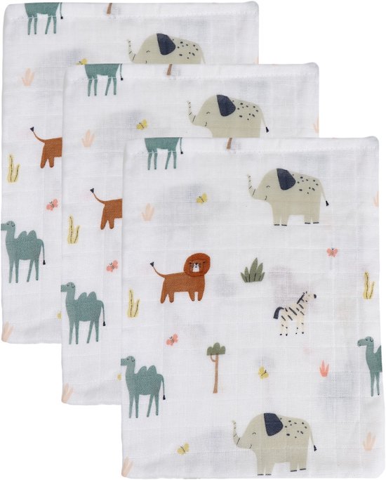 MamaLoes Jungle 15 x 21 cm 3 Stuks Hydrofiel Washandjes van Merkloos
