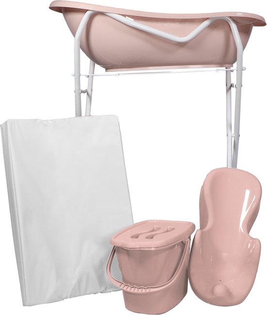 MamaLoes Licht Roze Badset Incl. Witte Badstandaard van Merkloos