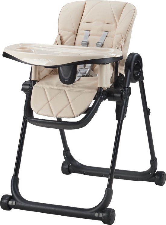 MamaLoes Mason - Baby & Kinder Eetstoel - Verstelbare Kinderstoel - Inklapbaar & Hoogte Verstelbaar - Beige - Max. 15 kg van Merkloos