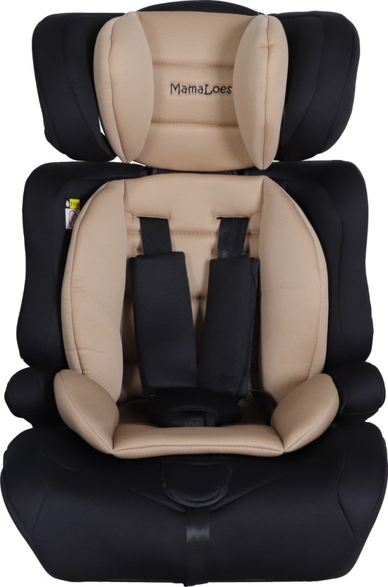 MamaLoes Saar - i-Size Autostoel - 76-150 cm - Beige - Verstelbare Hoofdsteun - Verwijderbare Rugleuning & 5-Punts Gordel - 3 tot 12 jaar van Mamaloes