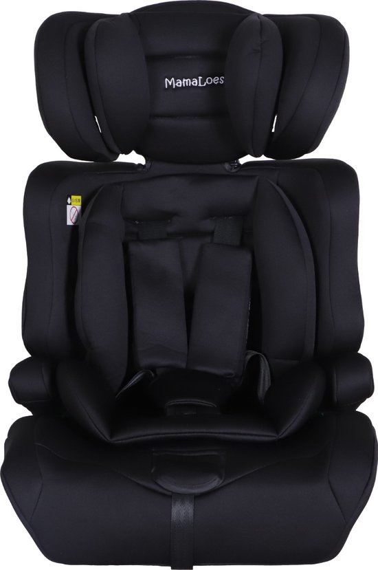 MamaLoes Saar - i-Size Autostoel - 76-150 cm - Zwart - Verstelbare Hoofdsteun - Verwijderbare Rugleuning & 5-Punts Gordel - 3 tot 12 jaar van Mamaloes