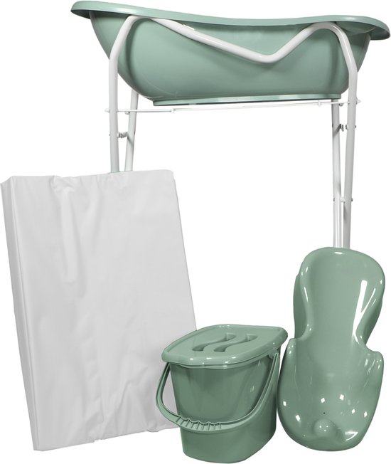 MamaLoes Stone Green Badset Incl. Witte Badstandaard van Merkloos