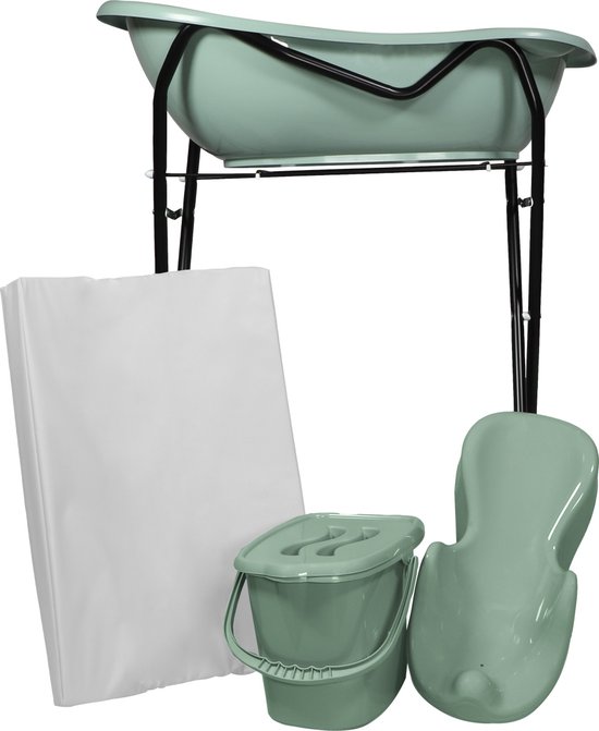 MamaLoes Stone Green Badset Incl. Zwarte Badstandaard van Merkloos