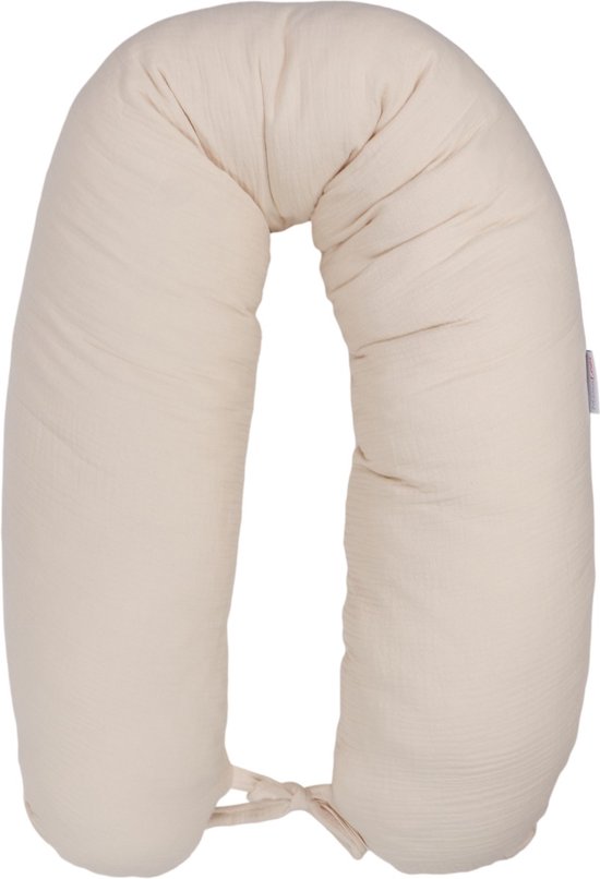 MamaLoes Voedingskussen Baby - Zwangerschapskussen - Soft Cotton Ecru - Body Pillow van Mamaloes