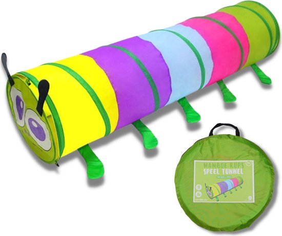 Mamboe Kruiptunnel Rups - 180x46cm - Inclusief Draagtas - Speeltunnel voor Kinderen - Kruiprol - Opvouwbaar - Voor Binnen en Buiten van Mamboe