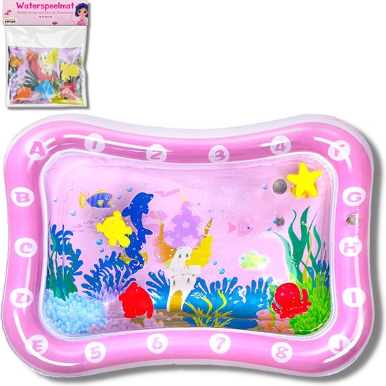 Mamboe Waterspeelmat Roze | 70 x 50 cm | Watermat baby | Waterspeelgoed | Speelmat | Speelkleed Baby Opblaasbaar | Tummy Time | Kraamcadeau