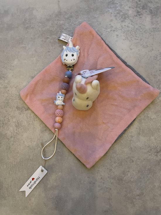 Maminobaby.nl | Baby geschenkset meisje | Unicorn | Handmade speenkoord | Kraamcadeu | Babyshower van Maminobaby.nl