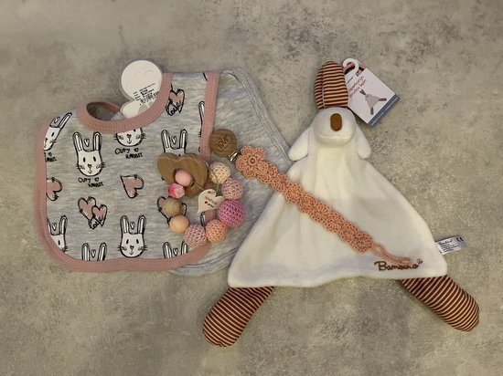Maminobaby.nl Babygeschenkset meisjes | Handgemaakte speenkoord/bijtring | Kraamcadeau | Babyshower van Maminobaby.nl