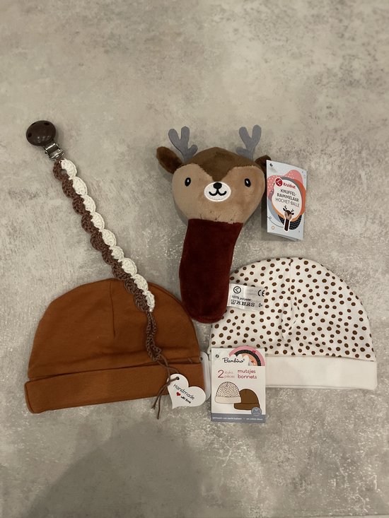 Maminobaby.nl | Handgemaakte Speenkoord | Hert | Baby Geschenkset | Kraamcadeau | Babyshower