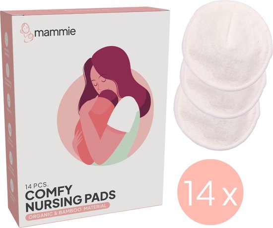 MAMMIE 14x Wasbare Zoogcompressen - 100% Organisch - 14 Stuks - Cup B t/m D - Bamboe - Milieuvriendelijk van MAMMIE